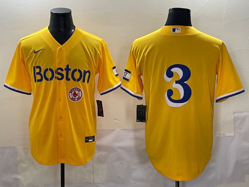 Men 2025 Boston Red Sox #3 No Name Yellow City Edition Nike MLB Jersey style 8->arizona diamondback->MLB Jersey